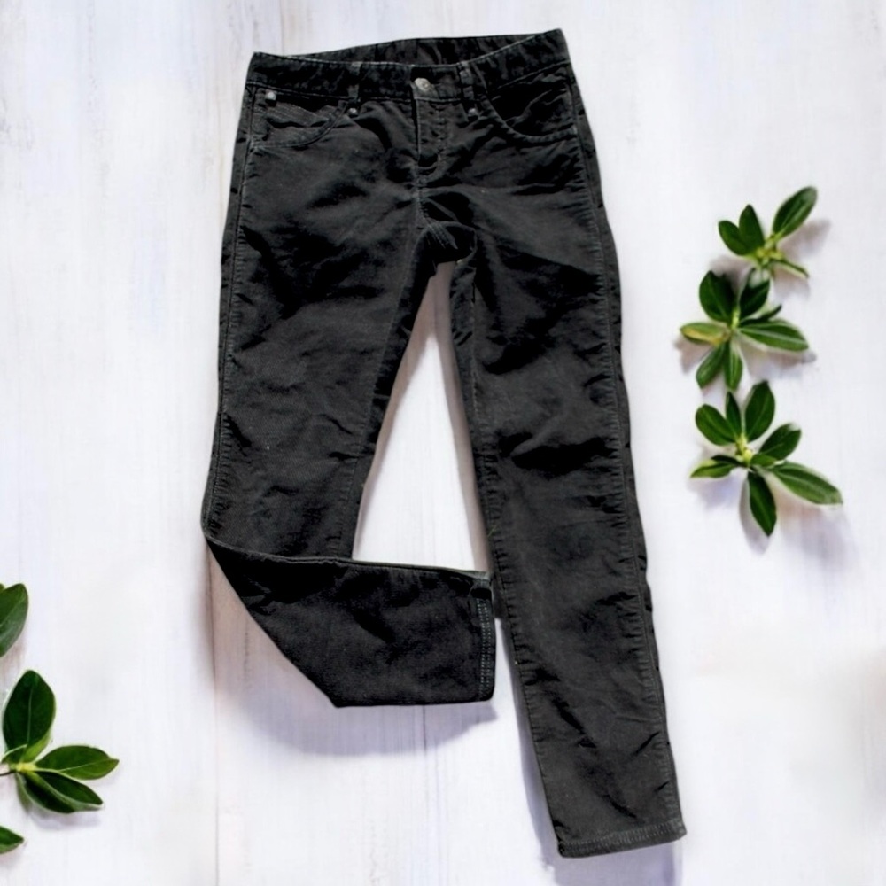 ATHLETA Women's Sz 2 Skinny Corduroy Pants, Black Mid-rise Slim Cords
